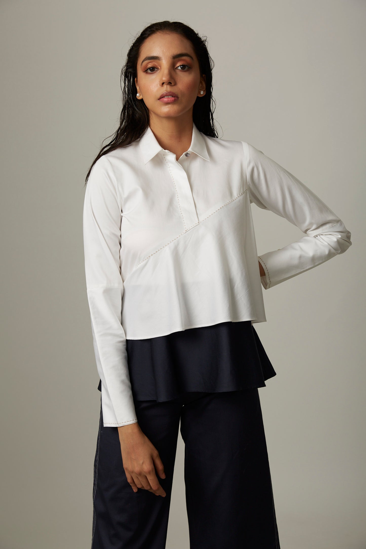ColorBlock Flare Double Layer Top – Escape By Aishwarya