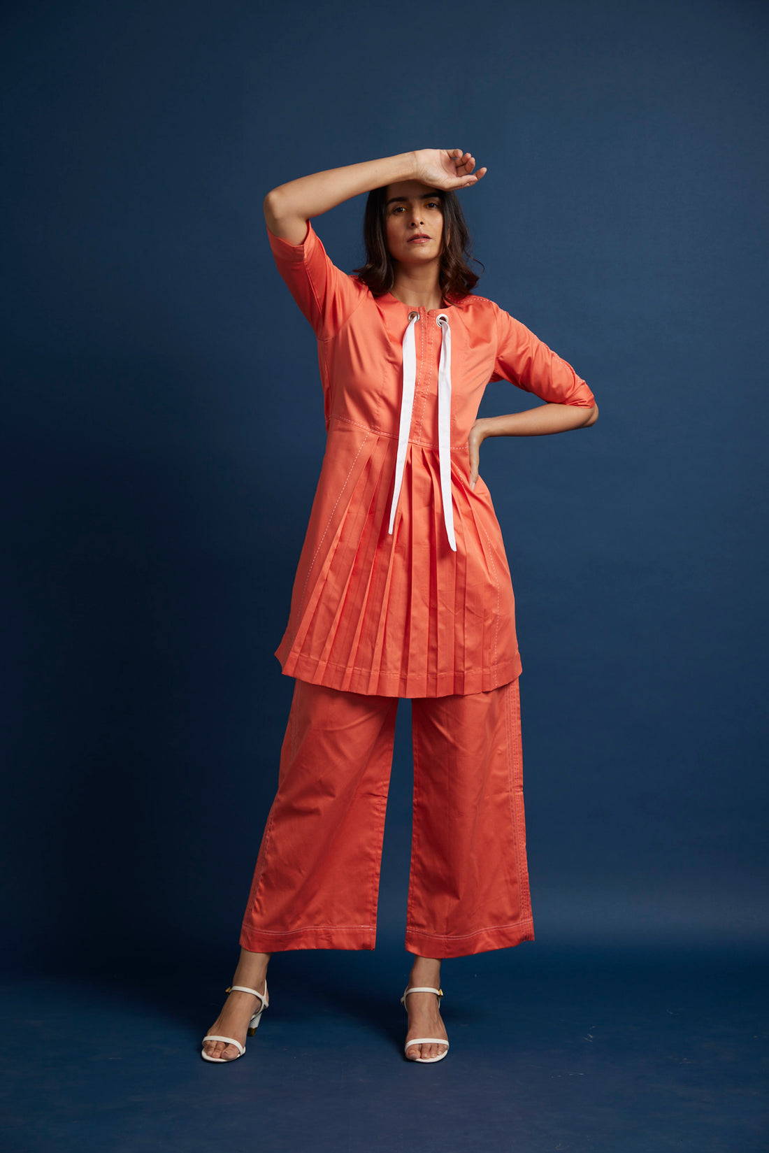 KURTA BOX PLEAT DRAWSTRING COORD