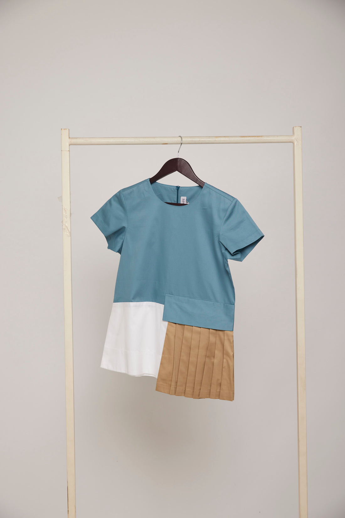 Pleated Patch Colorblock Top