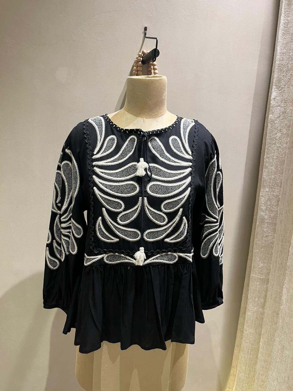 Black Threadwork Top