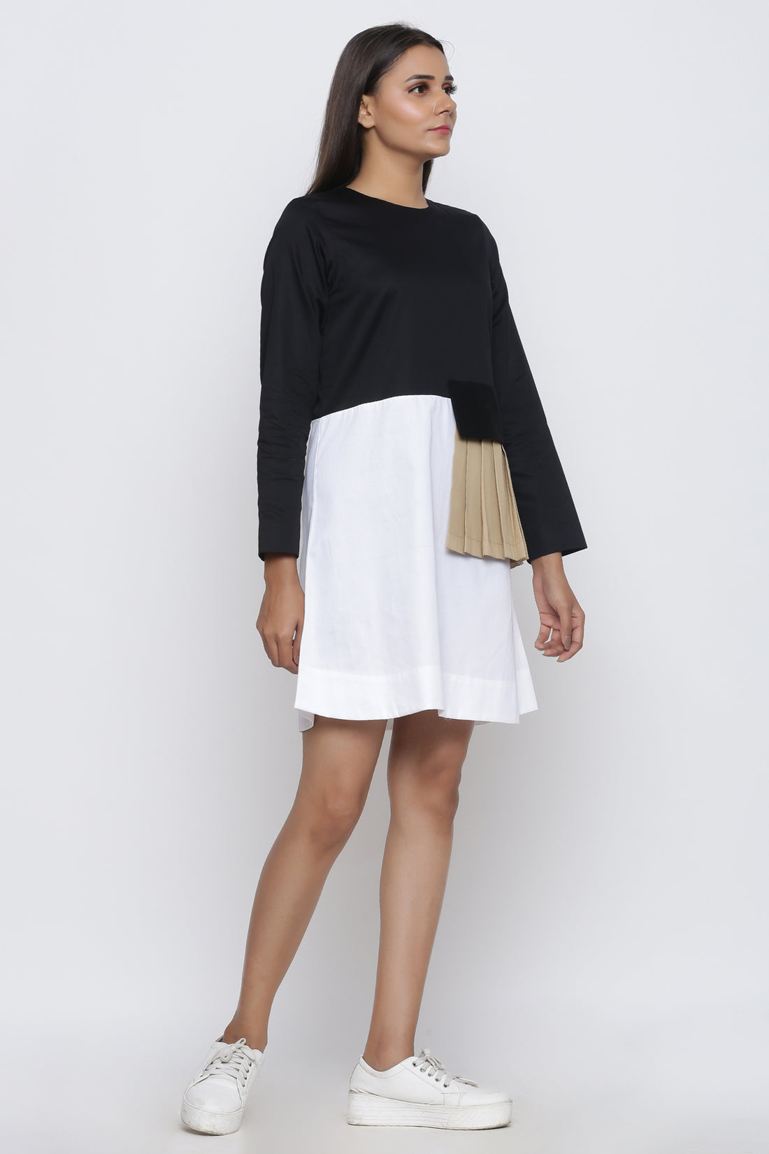 Pleated Patch Colorblock Top