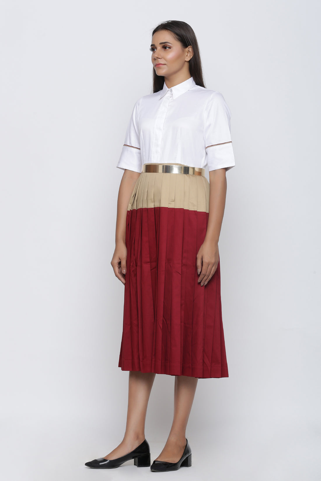 ColorBlock Pleated Summer Dress