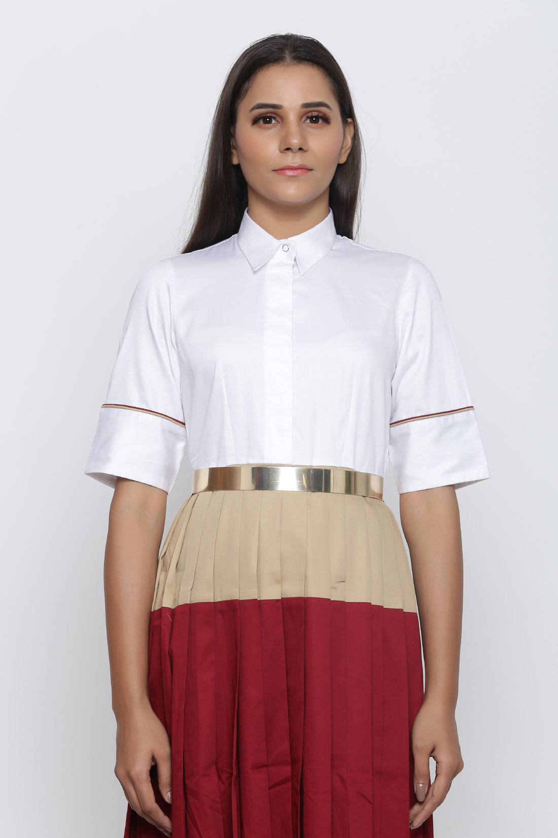 ColorBlock Pleated Summer Dress