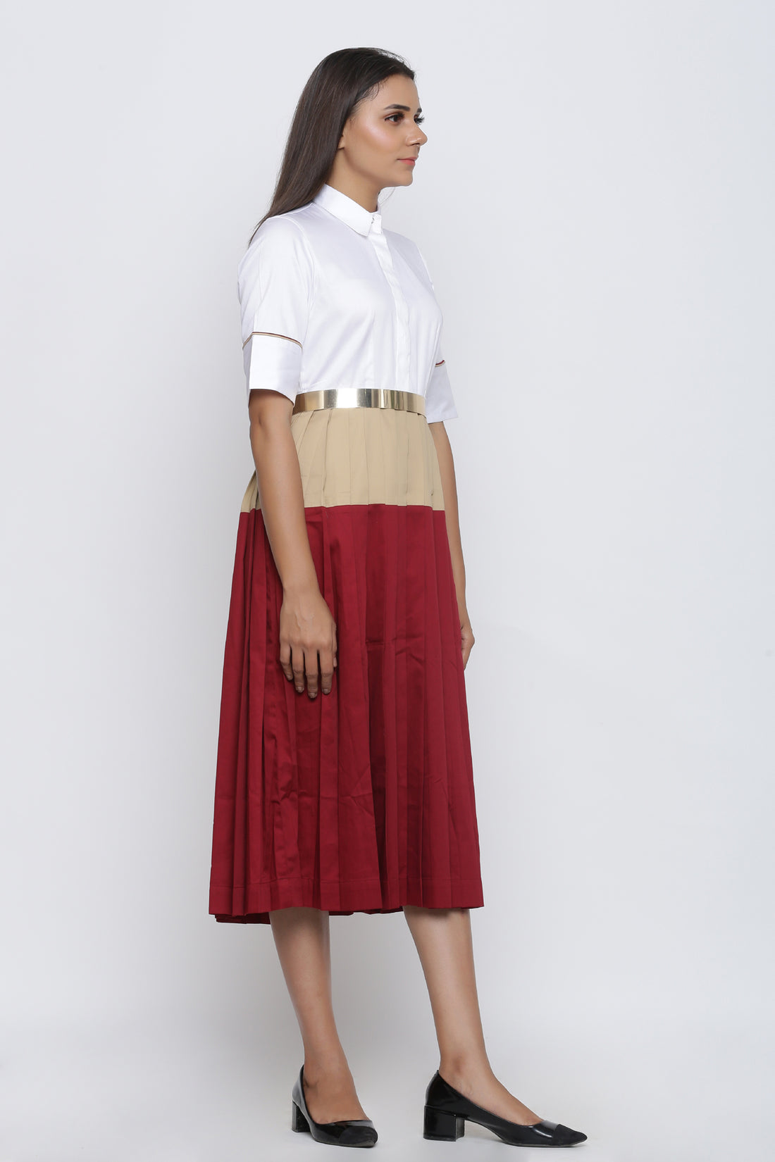 ColorBlock Pleated Summer Dress