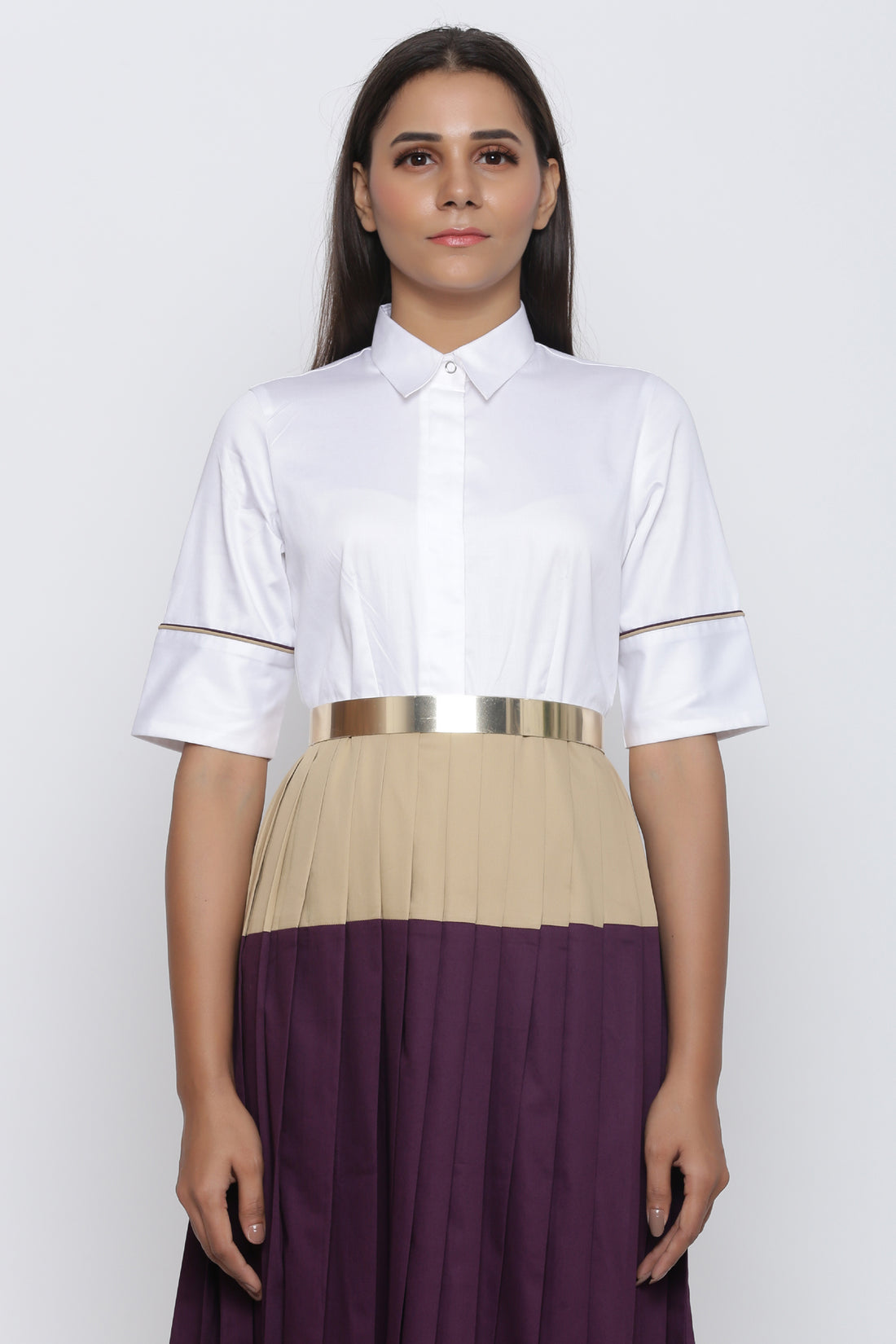 ColorBlock Pleated Summer Dress