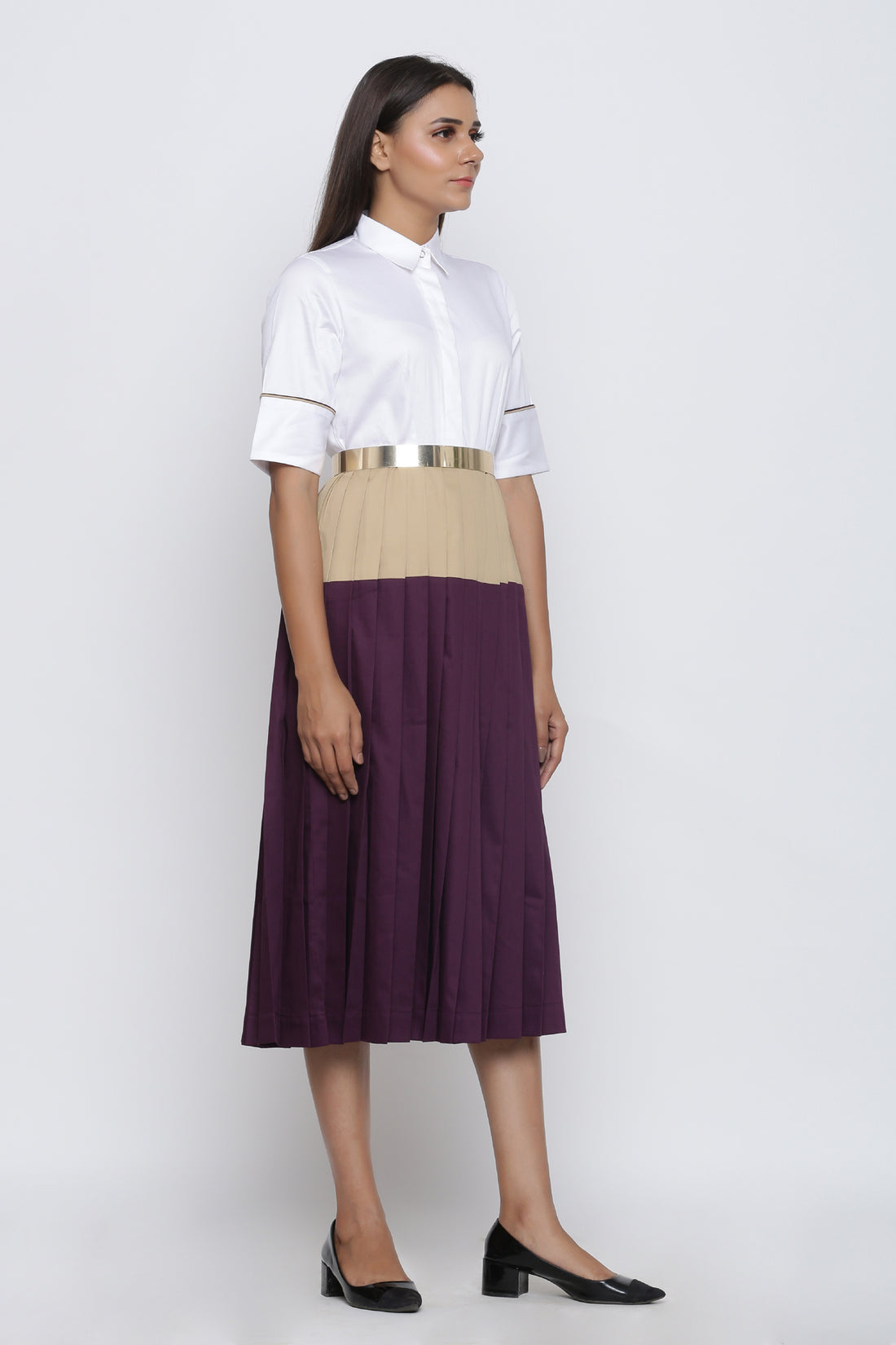 ColorBlock Pleated Summer Dress